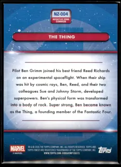 2026 Topps Finest Fantastic Four Negative Zone GOLD The Thing #NZ-004 15/50 - Image 2