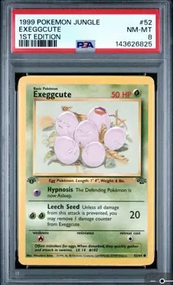 1999 POKEMON JUNGLE 1ST ED #52 EXEGGCUTE PSA 8 - Image 1