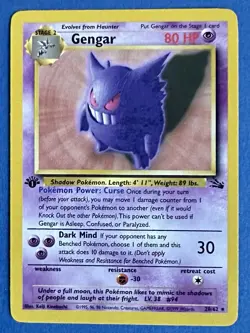 Pokemon Gengar 20/62 1st Edition Fossil Rare NM WOTC 1999 - Image 1