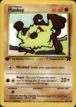 Pokemon Team Rocket First Edition #61/82 Mankey Lightly played - Image 1