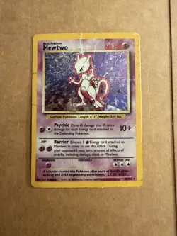 Mewtwo 10/102 Holo Base Set Vintage Pokemon 1999 Damaged DMG - Image 1