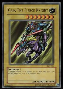 Gaia The Fierce Knight LOB-006 Insufficient Ink Error Yu-Gi-Oh - Image 1