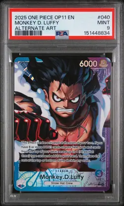 2025 One Piece OP11 En Monkey D Luffy Alternate Art #040 PSA 9 Mint - Image 1