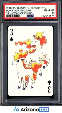 Pokemon 2006 Ponyta/Rapidash 3 Of Clubs 10th Anniversary Playing Cards PSA 10 - Image 1
