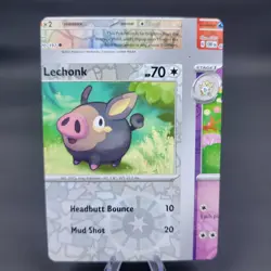 Pokemon TCG NFC Error Miscut Card Lechonk 182/197 Reverse Holo Obsidian Flames - Image 1