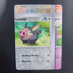 Pokemon TCG NFC Error Miscut Card Lechonk 182/197 Reverse Holo Obsidian Flames - Image 3