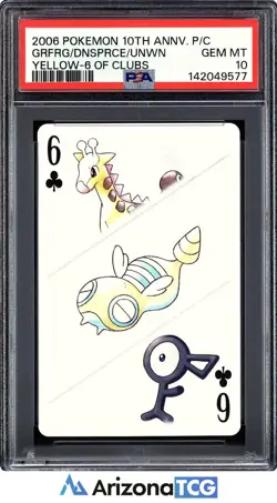 Pokemon 2006 Yellow 6 Of Clubs Pokemon 10th Anniversary Playing Card PSA 10 - Image 1