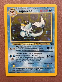 Pokemon TCG Vaporeon Holo Rare Card Jungle Set, Vintage, 12/64 LP Lightly Played - Image 1
