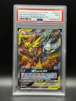 PSA 9 MINT Moltres & Zapdos & Articuno GX SM210 Promo Full Art Pokemon Card - Image 1