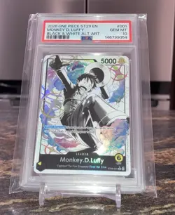 ONE PIECE PSA 10 GEM MINT MONKEY D LUFFY ST29-001 BLACK & WHITE ALTERNATE ART A - Image 1