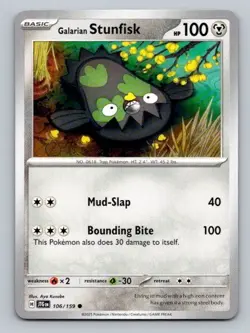 2025 Pokemon Card Journey Together Galarian Stunfisk 106/159 - Image 1