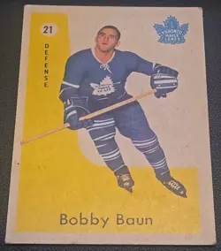 1959-60 Parkhurst #21 Bobby Baun Toronto Maple Leafs Vintage NHL Hockey Card - Image 4