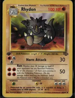 Rhydon Uncommon Jungle 45/64 Fighting 1st Edition Pokemon Card - Image 1