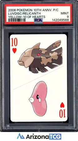 Pokemon 2006 Luvdisc/Relicanth Yellow 10 Of Hearts 10th Annv. Playing Card PSA 9 - Image 1