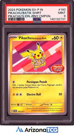 Pokemon 2024 Batik Pikachu 190/SV-P Indonesia Journey Indonesian PSA 9 - Image 1