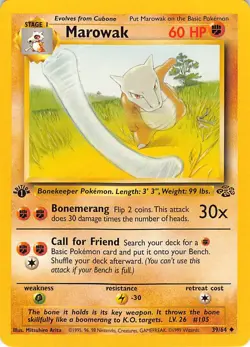 Marowak 39/64 Uncommon Jungle Pokemon 1st Edition Lightly Played - Image 1