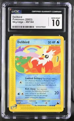 CGC 10 GEM MINT Delibird 49/144 Pokemon 2003 Skyridge Pop 33 - Image 1