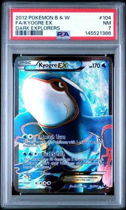 PSA 7 Pokemon Kyogre EX Dark Explorers Full Art #104 CLEAN NEW CERT - Image 1