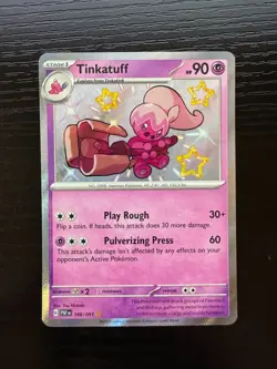 Pokemon TCG Tinkatuff 166/091 Sv: Paldean Fates Shiny Rare NM - Image 1