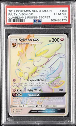 2017 POKEMON SUN & MOON GUARDIANS RISING SECRET #158 FULL ART/SYLVEON GX PSA 10 - Image 1