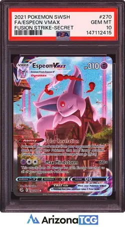 Pokemon 2021 Espeon VMAX 270/264 Alt Art SR Fusion Strike GEM MINT PSA 10 - Image 1