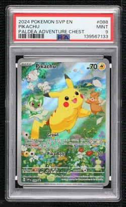 Pikachu (Paldea Adventure Chest) Holo Pokemon Scarlet & Violet Black Star PSA 9 - Image 1