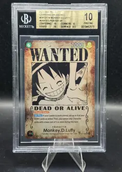 2025 One Piece carrying On His Will Luffy Wanted Poster Sp Bgs 10 - Image 1