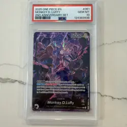 2025 ONE PIECE ENGLISH VERSION 2ND ANNIVERSARY SET #061 MONKEY D. LUFFY PSA 10 - Image 1