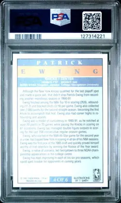 1991 FLEER PRO-VISIONS PATRICK EWING #4 KNICKS HOF PSA 10 - Image 2