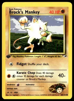 Pokemon TCG Gym Heroes #068/132 Brock's Mankey 1st Edition - Image 1
