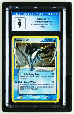 2005 Pokemon Gold Star Suicune Holo EX Unseen Forces 115/115 CGC 9 W/ Swirl 🌀 - Image 1