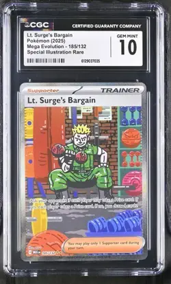 Lt. Surge's Bargain *CGC 10* Special Illustration Rare *Mega Evolution* #185 - Image 1