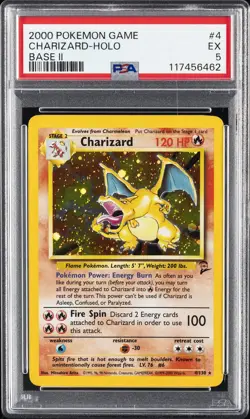 2000 POKEMON BASE SET 2 #4 CHARIZARD-HOLO PSA 5 - Image 1