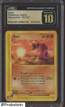 2003 Pokemon Aquapolis #98/147 Onix CGC 10 PRISTINE - Image 1