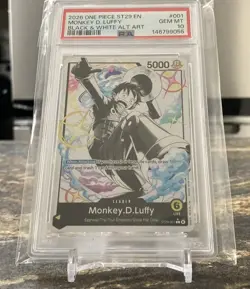 ONE PIECE PSA 10 GEM MINT MONKEY D LUFFY ST29-001 BLACK & WHITE ALTERNATE ART B - Image 2