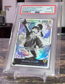 ONE PIECE PSA 10 GEM MINT MONKEY D LUFFY ST29-001 BLACK & WHITE ALTERNATE ART B - Image 3