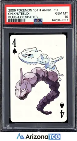 Pokemon 2006 Onix/Steelix Blue 4 Of Spades 10th Anniversary Playing Cards PSA 10 - Image 1