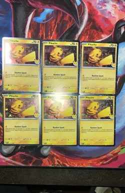 Pokemon Pikachu 051/ 162 TEF PROMO 30th Collection 6 Card Lot Cosmo Holo - Image 2