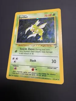 Pokemon TCG Scyther Holo Rare Card 17/130 Base Set 2 - Image 1