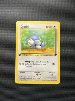 1st Edition Dratini Vintage 53/82 Team Rocket LP Pokemon Card - Image 1