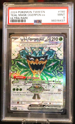 2024 Pokemon TCG TWM-EN Teal Mask Ogerpon ex Ultra Rare PSA 9 - Image 1