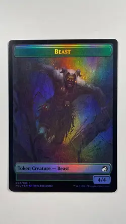 MTG Innistrad Midnight Hunt Spirit 002/ Beast 008 Double-sided Token Foil - Image 2