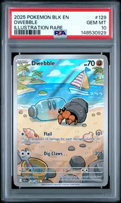 148530929 Dwebble 2025 Pokemon Black Bolt #129/086 Illustration Rare PSA 10 - Image 1