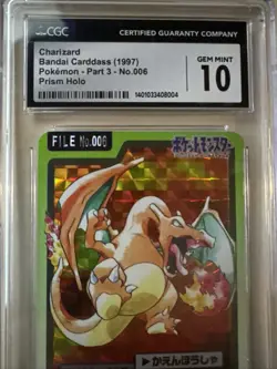 Charizard Bandai Cardass 1997 Pokemon Part 3 #006 Prism Holo CGC 10 Pop 10 - Image 3