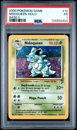 PSA 1 Nidoqueen Base Set 2 12/130 Holo Foil Rare 2000 Pokemon WoTC PR - Image 1