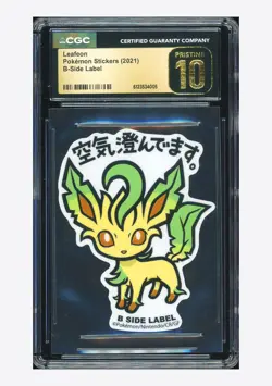 Pokemon CGC 10 PRISTINE Leafeon B-Side Label 2021 Pokemon Stickers Japanese - Image 1