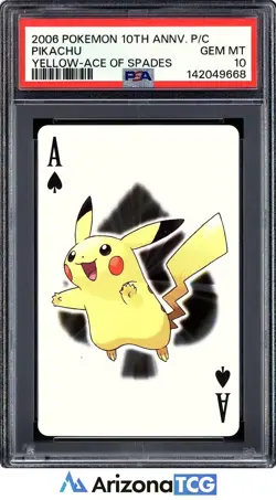 Pokemon 2006 Pikachu Ace Of Spades 10th Anniversary Playing Cards PSA 10 - Image 1