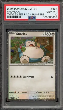 Pokemon Snorlax Twilight Masquerade Three Pk. Blisters Promo SVP EN 122 PSA 10 - Image 1