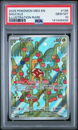 2025 Pokemon Meg EN-Mega Evolution Shuckle Illustration Rare PSA 10 #136 - Image 1