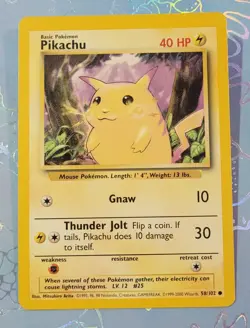 1999-2000 Pikachu 58/102 Common Base Set Unlimited Pokemon Near Mint! - Image 1